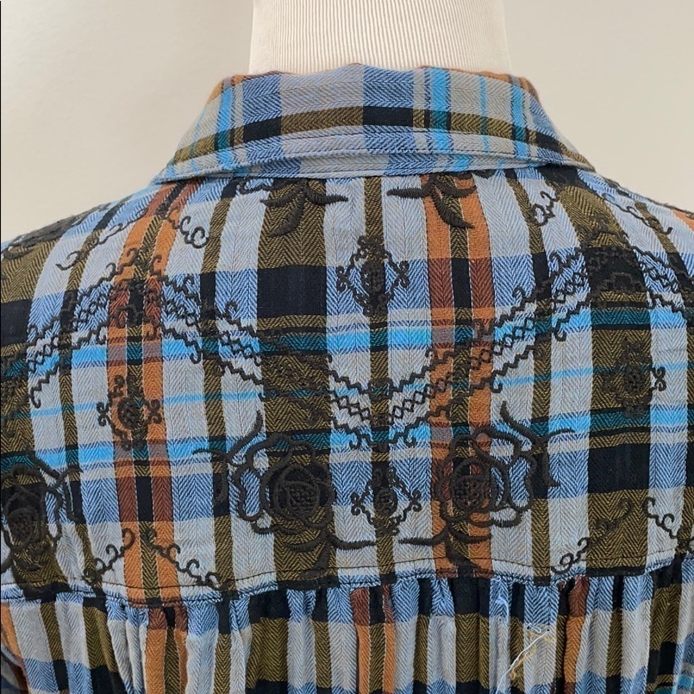 Free people magical plaid embroidered button up western - Picture 7 of 9